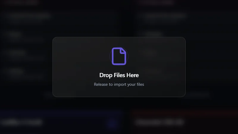 The drop overlay that appears over the app while files are dragged onto it